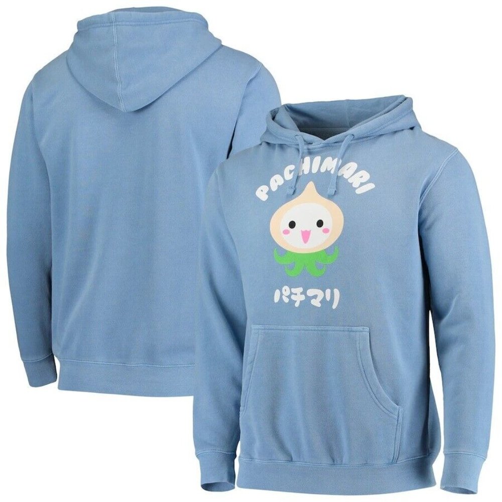 Overwatch Mens Pachimari Kanji Graphic Blue Pullover Hoodie New